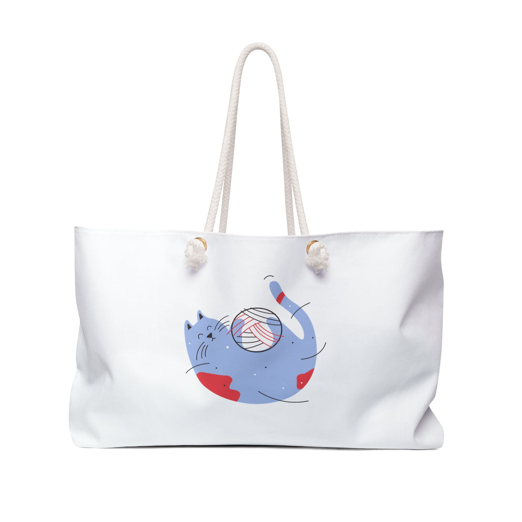 Playful Cat with Yarn Weekender Bag | Cute Kitten Tote for Travel