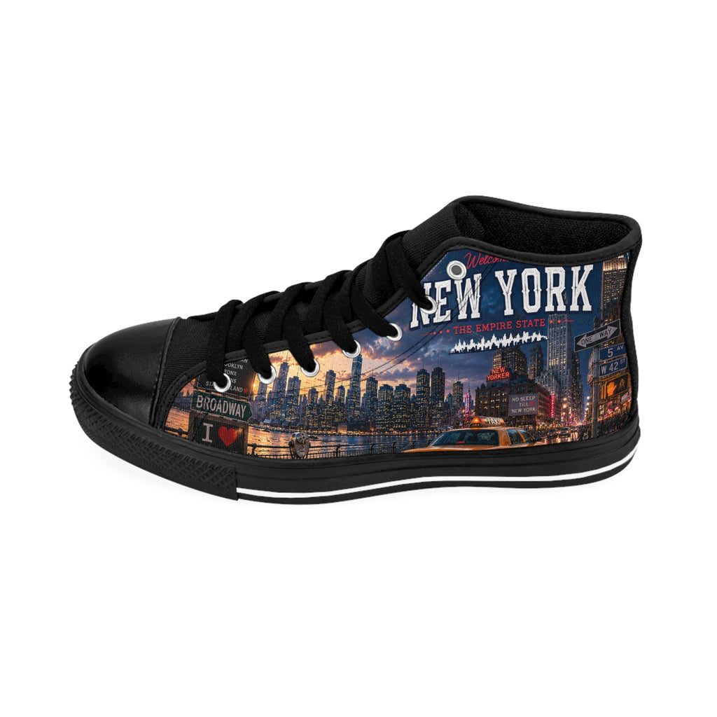 New York City Skyline Sneakers | Brooklyn Bridge Urban Night Street Scene