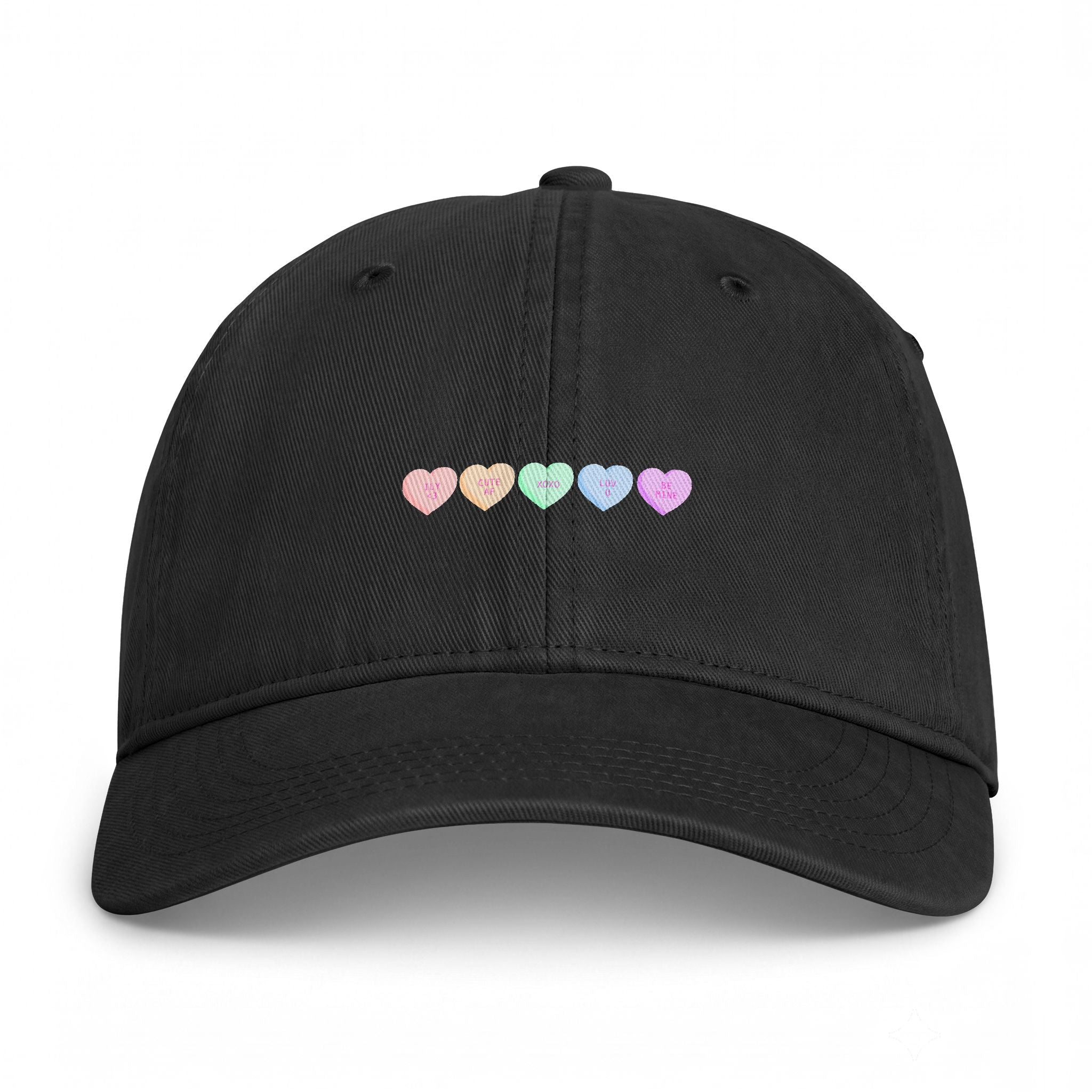 Washed Cotton Cap — Pastel Coastal Heart Embroidery