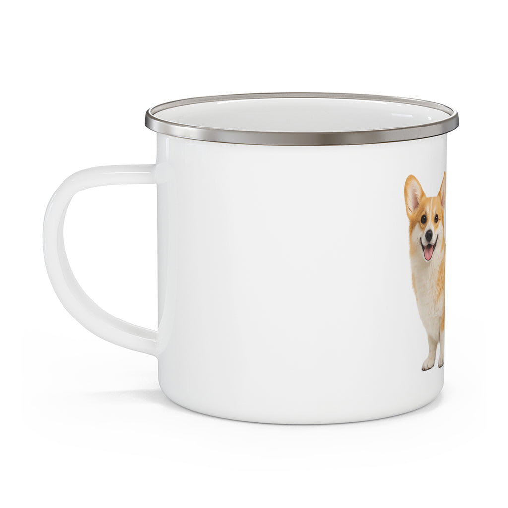 Pembroke Welsh Corgi Enamel Camping Mug | Cute Dog Illustration, Lightweight Camp Cup