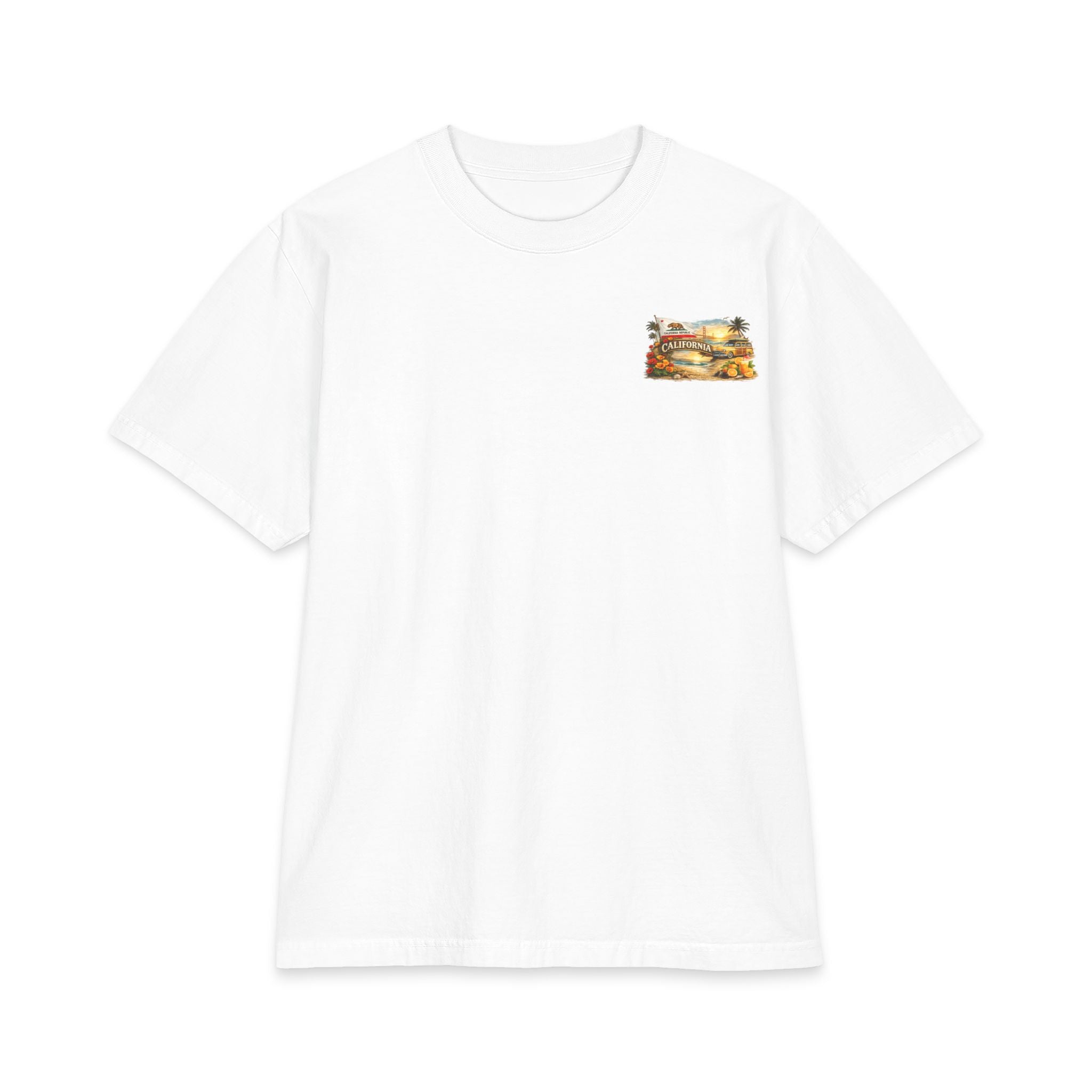 California Surf VW Bus T-Shirt | Vintage Beach Palm Trees Poster