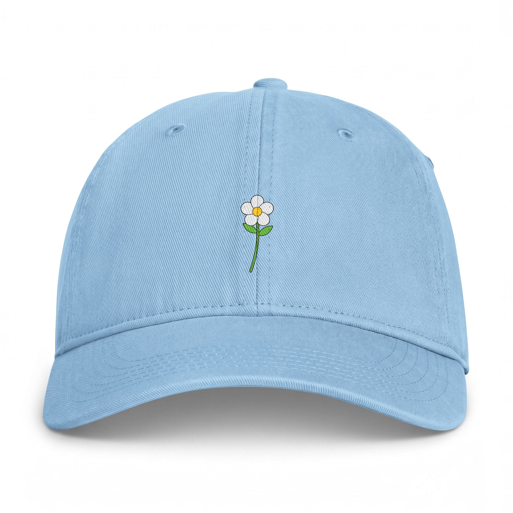 Washed Dad Hat with Petite White Flower Embroidery — Coastal Casual Cap