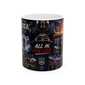 All In For USA Football Collage Mug | American Flag, Gridiron Stadium