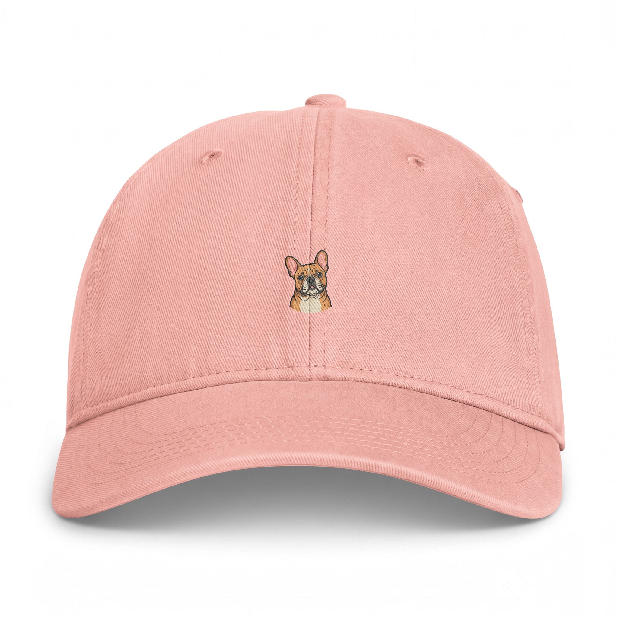 Embroidered French Bulldog Dad Hat — Washed Coastal Cap