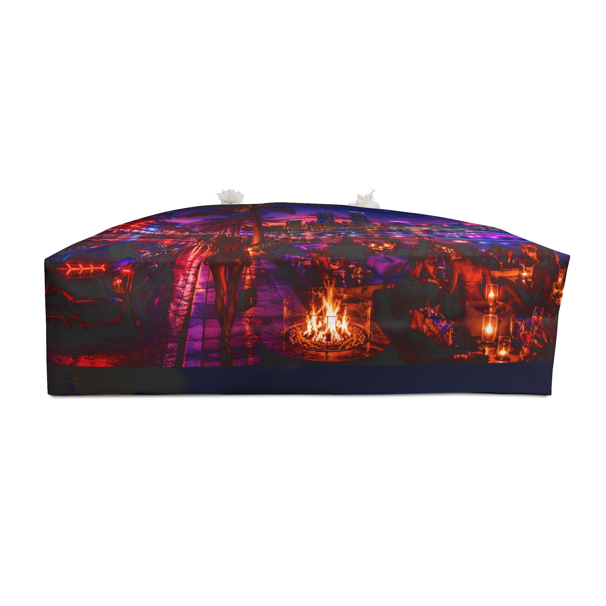 Neon Miami Skyline Weekender Bag | Retro Cityscape Travel Tote