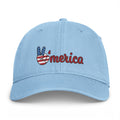 Washed Cap — 'Merica Peace Hand Embroidered USA Flag Dad Hat