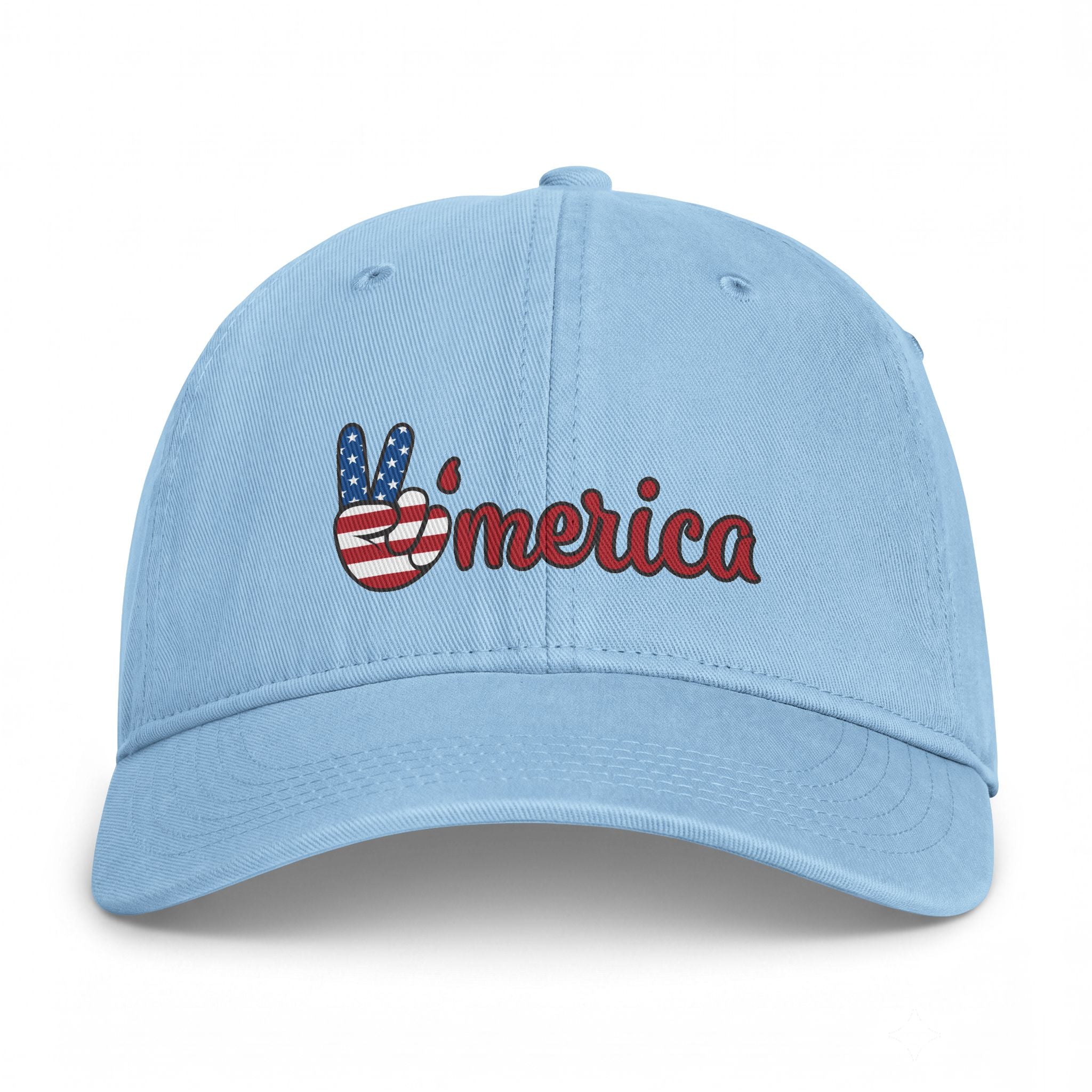 Washed Cap — 'Merica Peace Hand Embroidered USA Flag Dad Hat