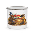 Texas Western Scene Enamel Camping Mug | Longhorn, Flag, Guitar