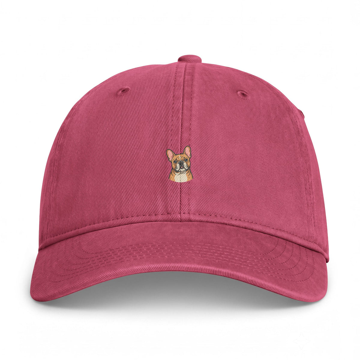 Embroidered French Bulldog Dad Hat — Washed Coastal Cap