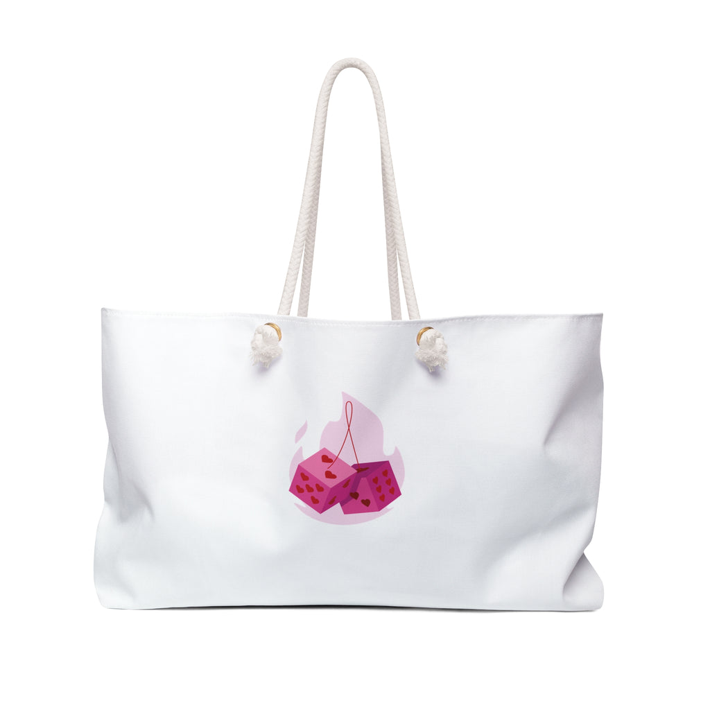 Pink Fuzzy Dice Weekender bag | Retro Roadtrip Tote | 1970s Style Travel Bag
