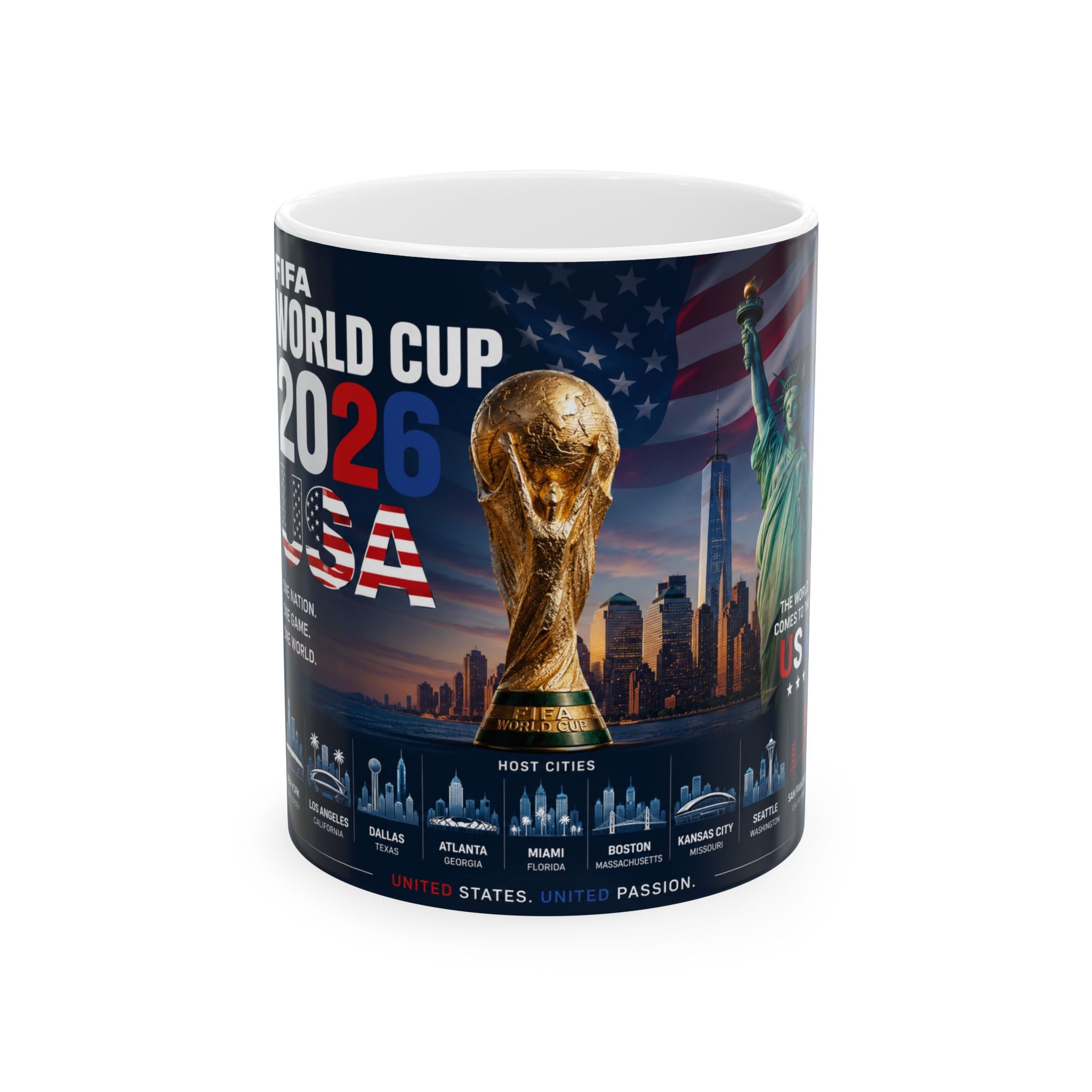 FIFA World Cup 2026 USA Trophy Mug | Soccer USA Skyline Ceramic