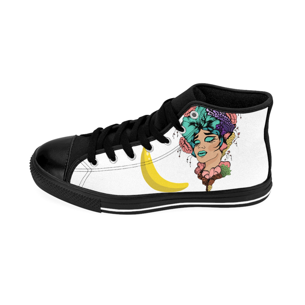 Floral Portrait Art Sneakers | High-Top Canvas Shoes, Retro Pop Graphics