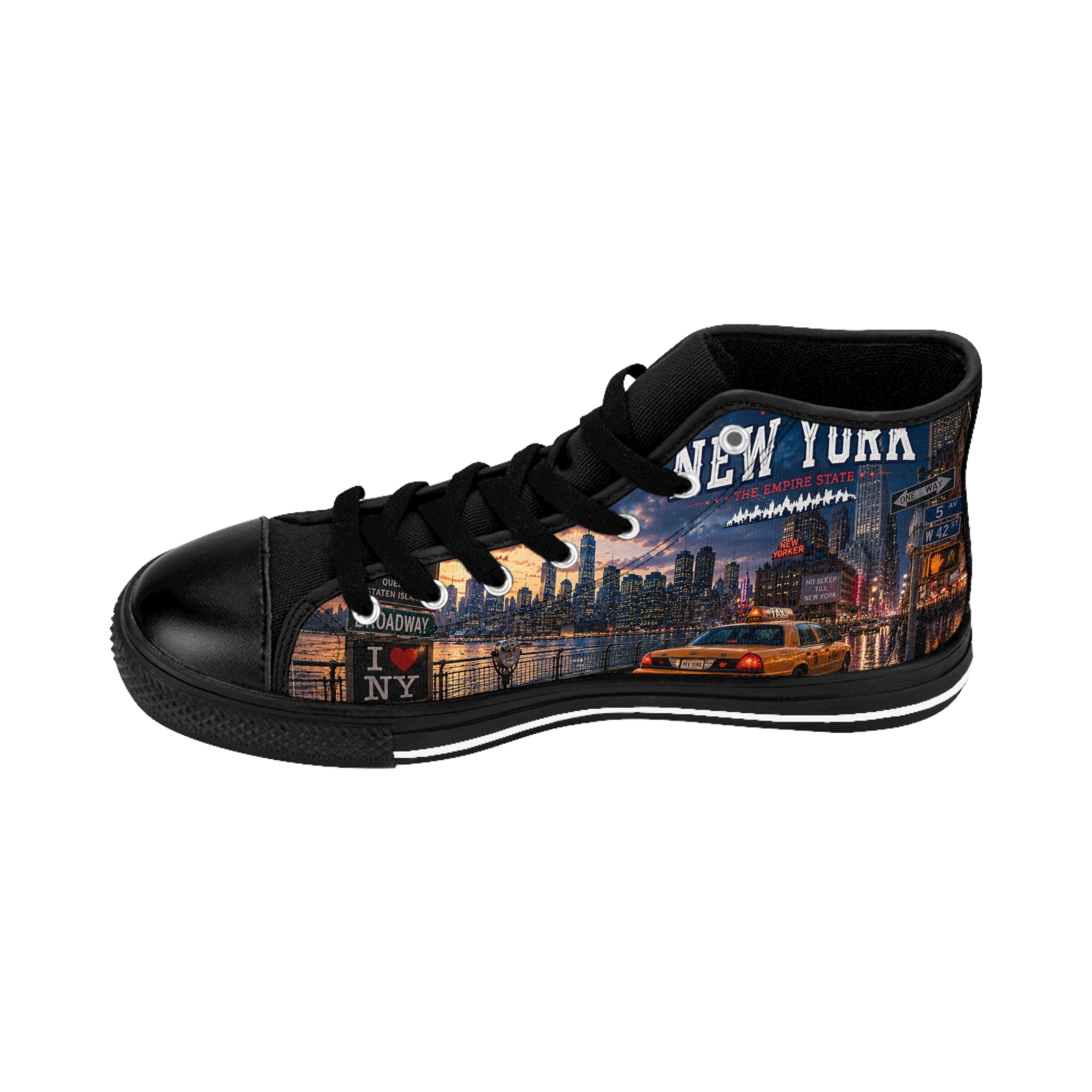New York City Skyline Sneakers | Brooklyn Bridge Urban Night Street Scene
