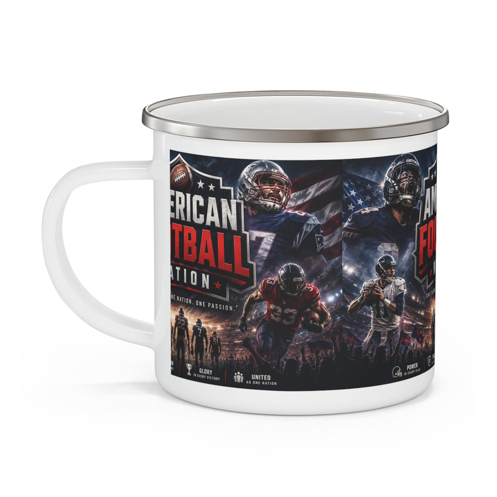 American Football Nation Enamel Camping Mug | Football Players, Helmet Logo