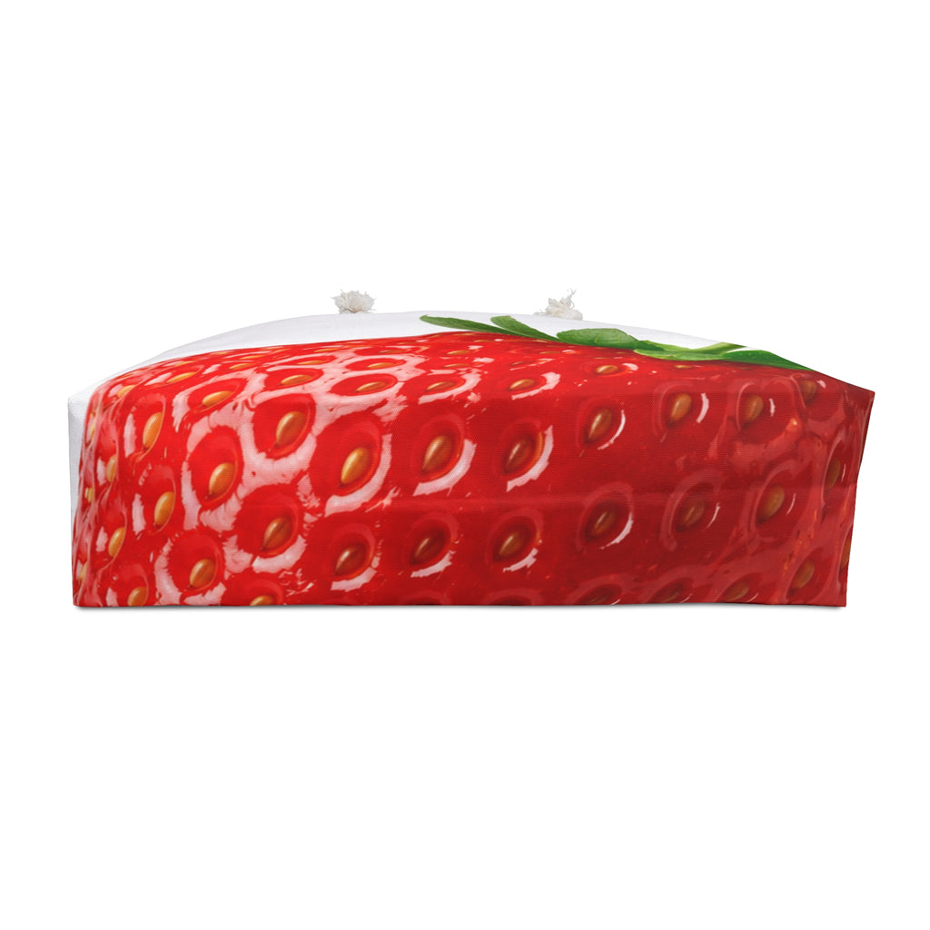Strawberry Closeup Weekender Bag | Fruit Print Travel Tote