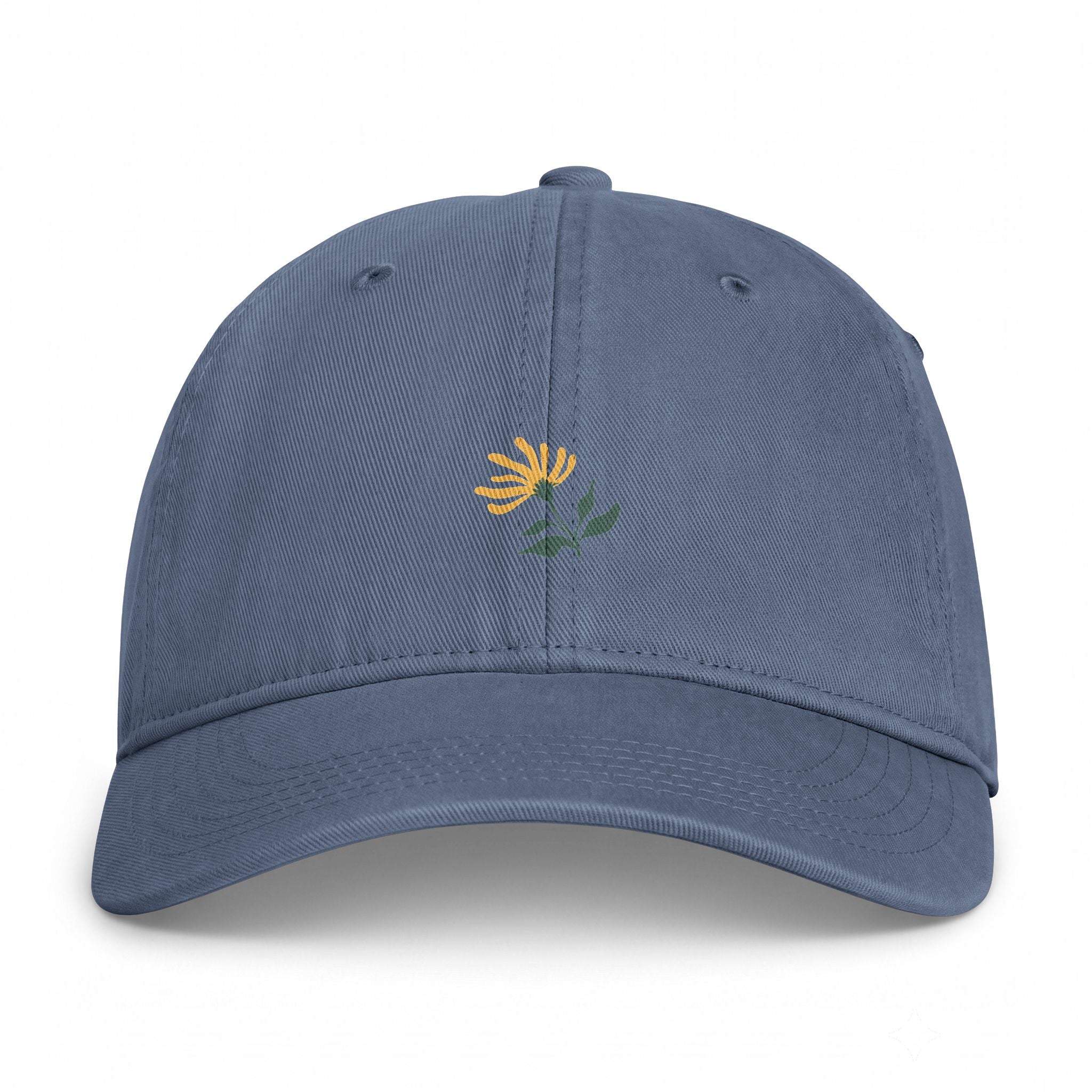 Embroidered Coastal Flower Cap — Washed Beach Dad Hat