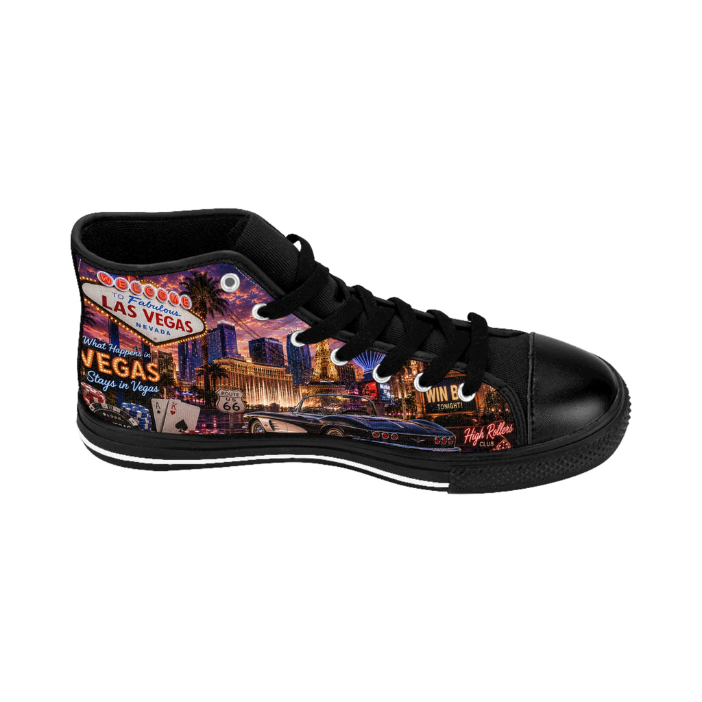 Las Vegas Neon Cityscape Sneakers | Casino Skyline High Top Shoes