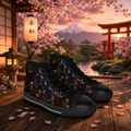 Dark Anime Character Collage High Top Sneakers | Printed Canvas Shoes