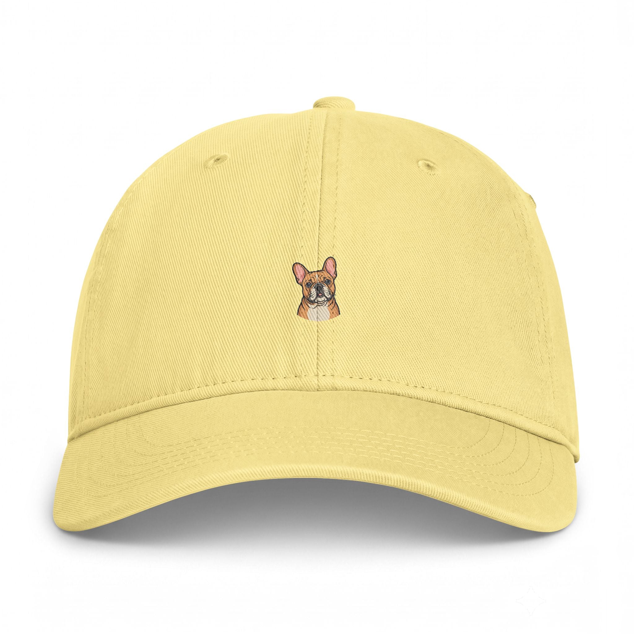 Embroidered French Bulldog Dad Hat — Washed Coastal Cap