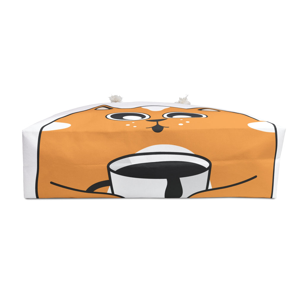 Cute Orange Cat Face Weekender Bag | Cartoon Cat Tote | Travel Beach Bag