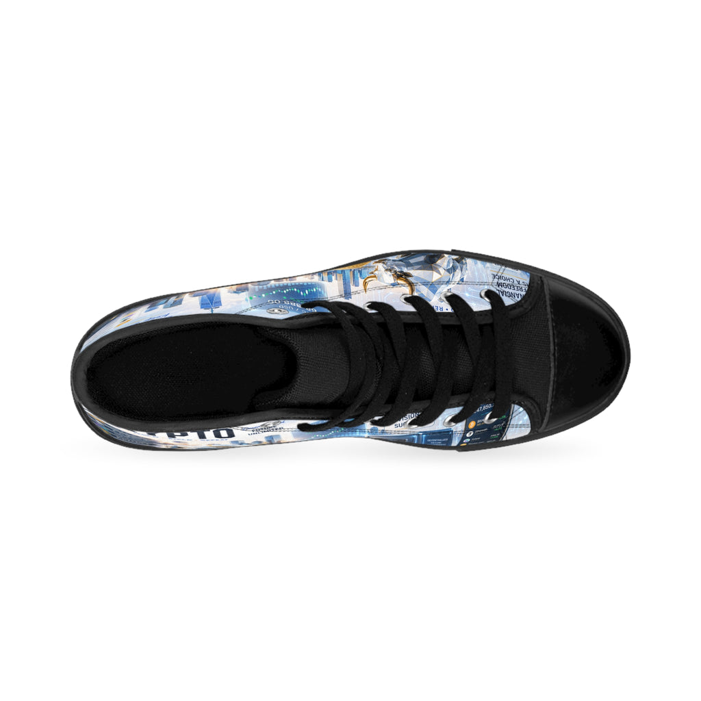 Crypto Market Graphic Sneakers | Cryptocurrency Cityscape High Tops