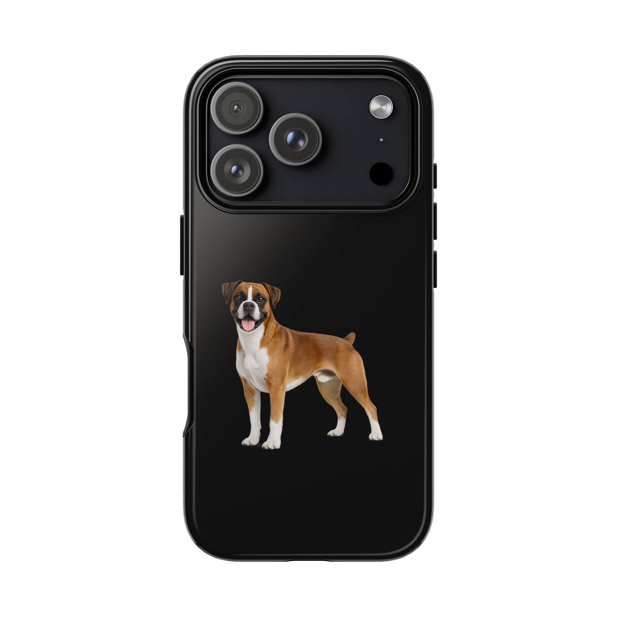 Boxer Dog Tough Phone Case – Protective Black Armor with Cute Boxer Design