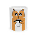 Orange Cat Holding Coffee Mug ceramic mug | Cute Coffee Cat Illustration