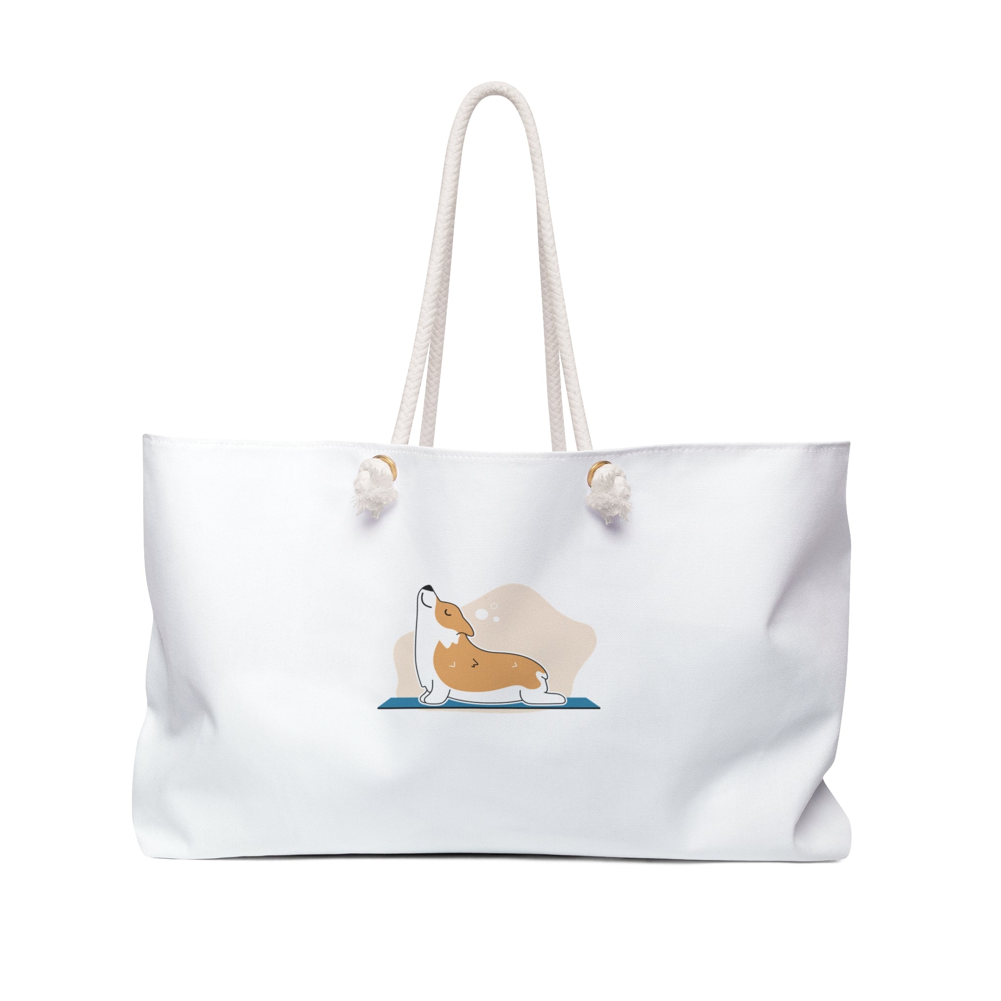 Corgi Stretch Illustration Weekender Bag | Cute Dog Travel Tote