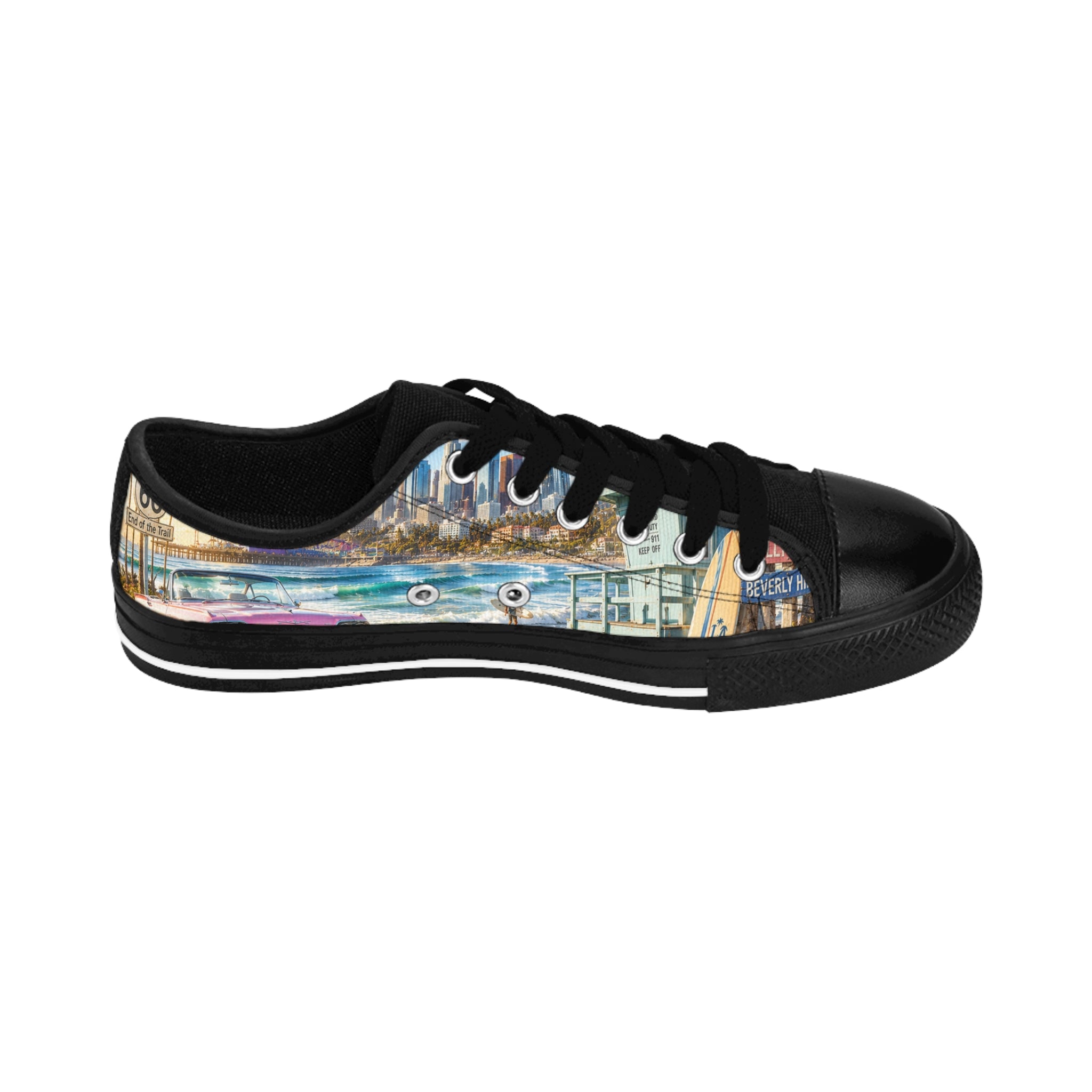 Coastal Cityscape Sneakers | Women's Low Top Canvas Shoes