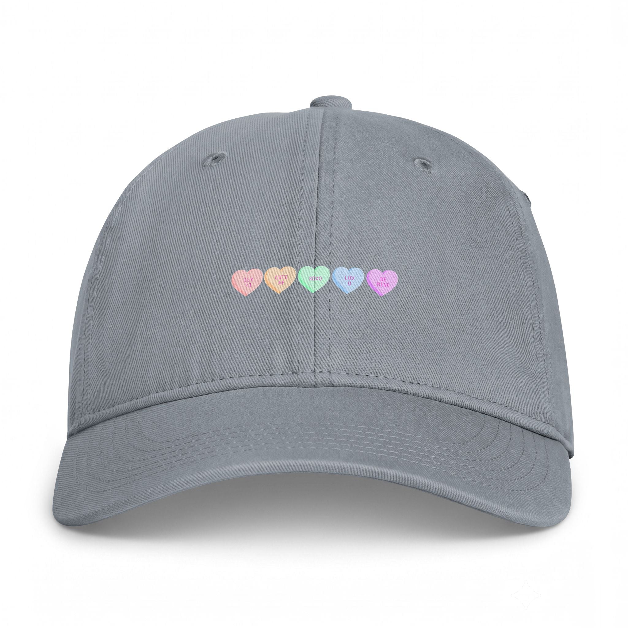 Washed Cotton Cap — Pastel Coastal Heart Embroidery