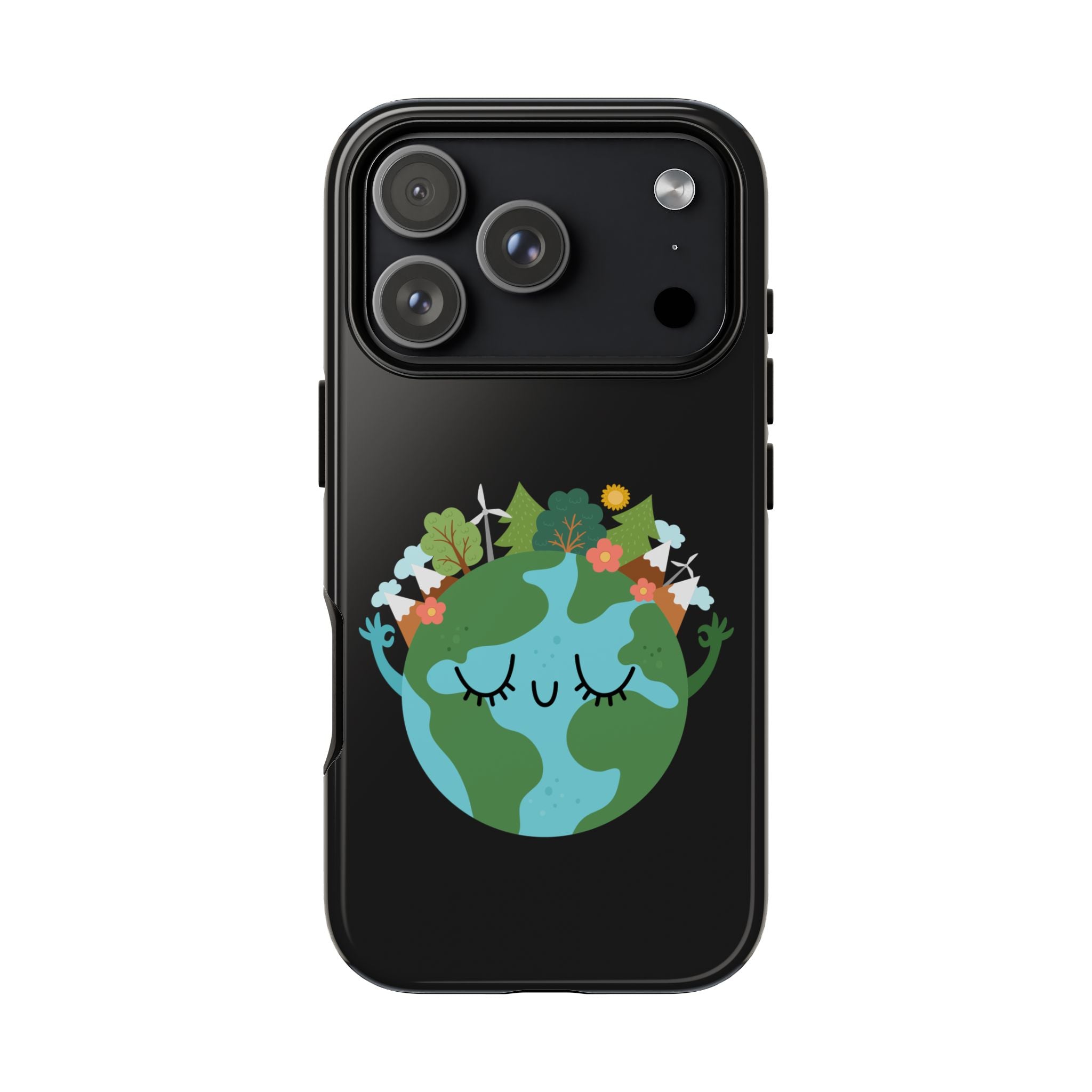 Cute Earth Illustration Phone Case — Eco-Friendly 'Love Your Planet' Protective Cover