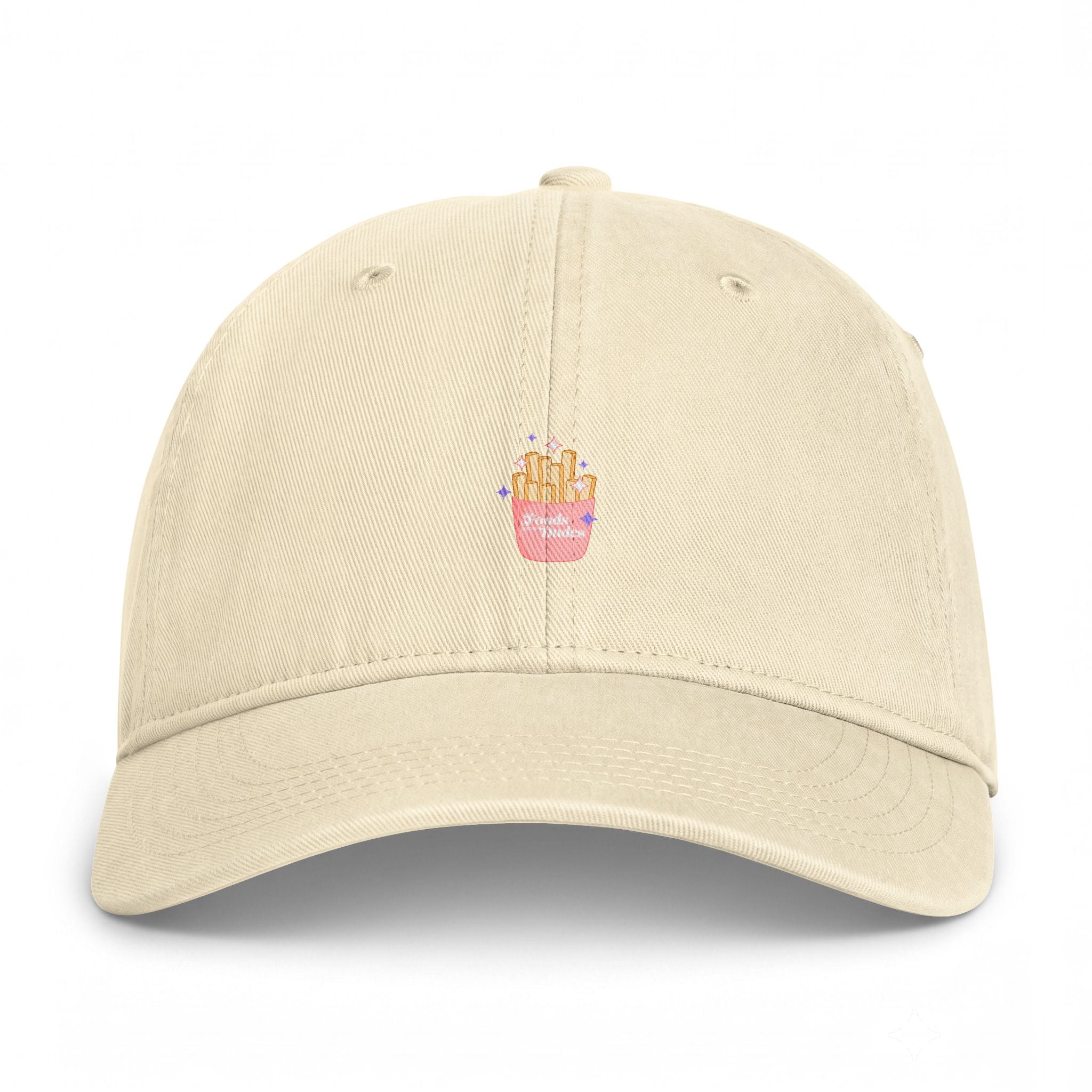 Embroidered Beach Fries Cap — Coastal Washed Dad Hat