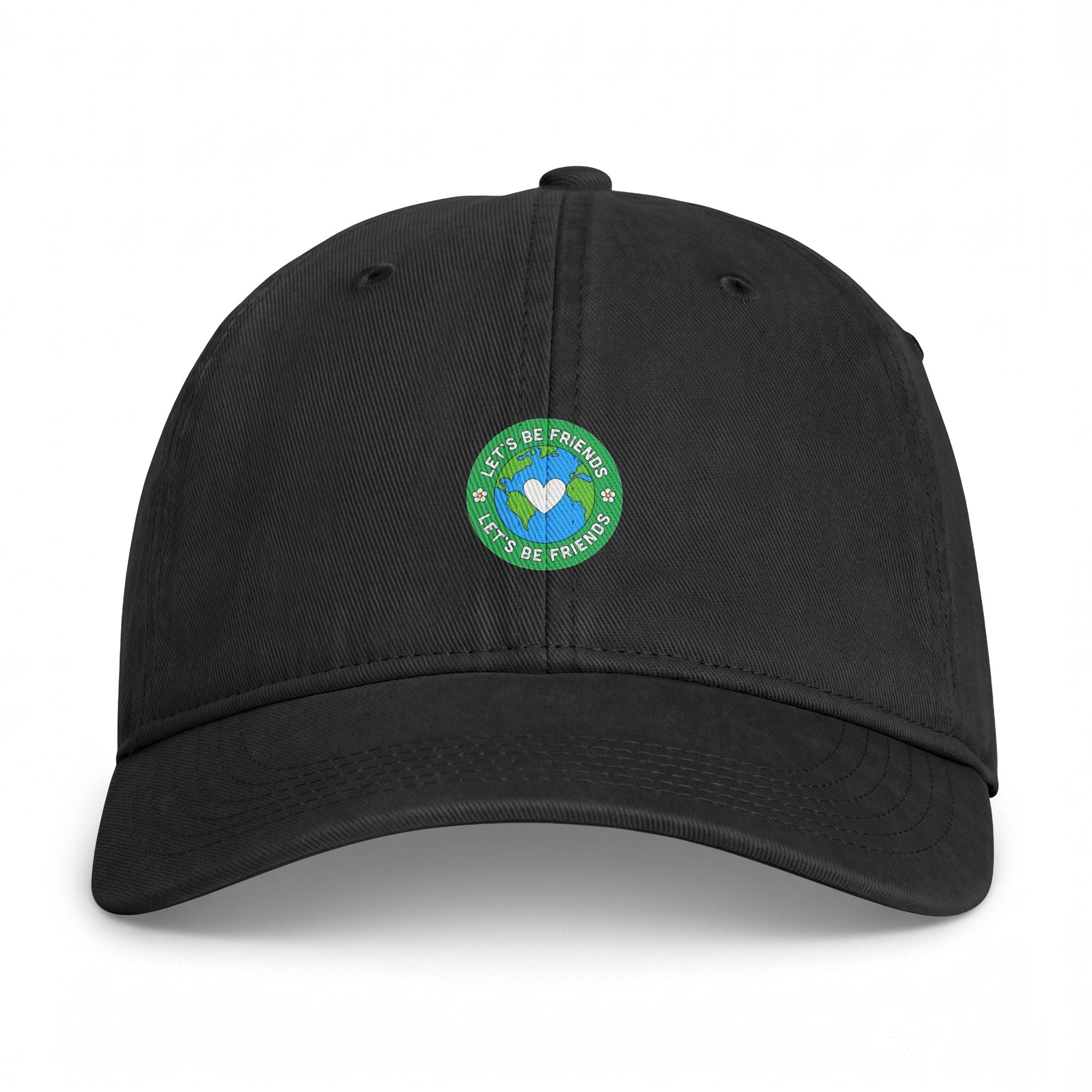 Coastal Washed Cap — Heart Earth Embroidered Hat (Save the Planet)