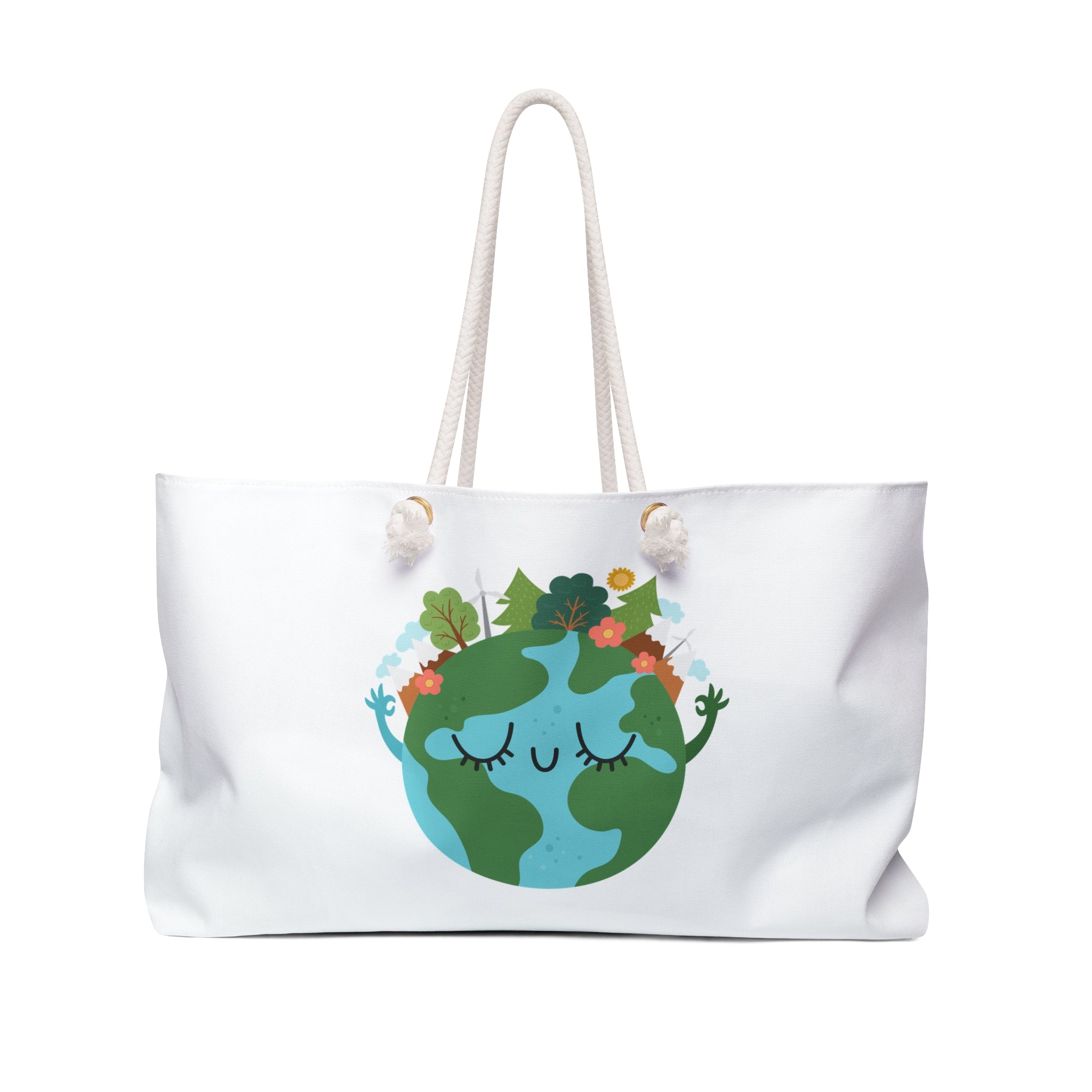 Sleeping Earth with Flowers weekender bag | Eco Nature Illustration