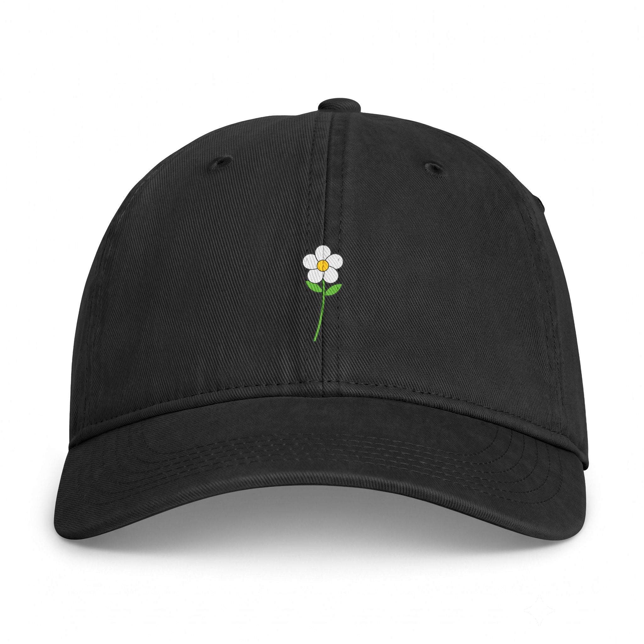 Washed Dad Hat with Petite White Flower Embroidery — Coastal Casual Cap