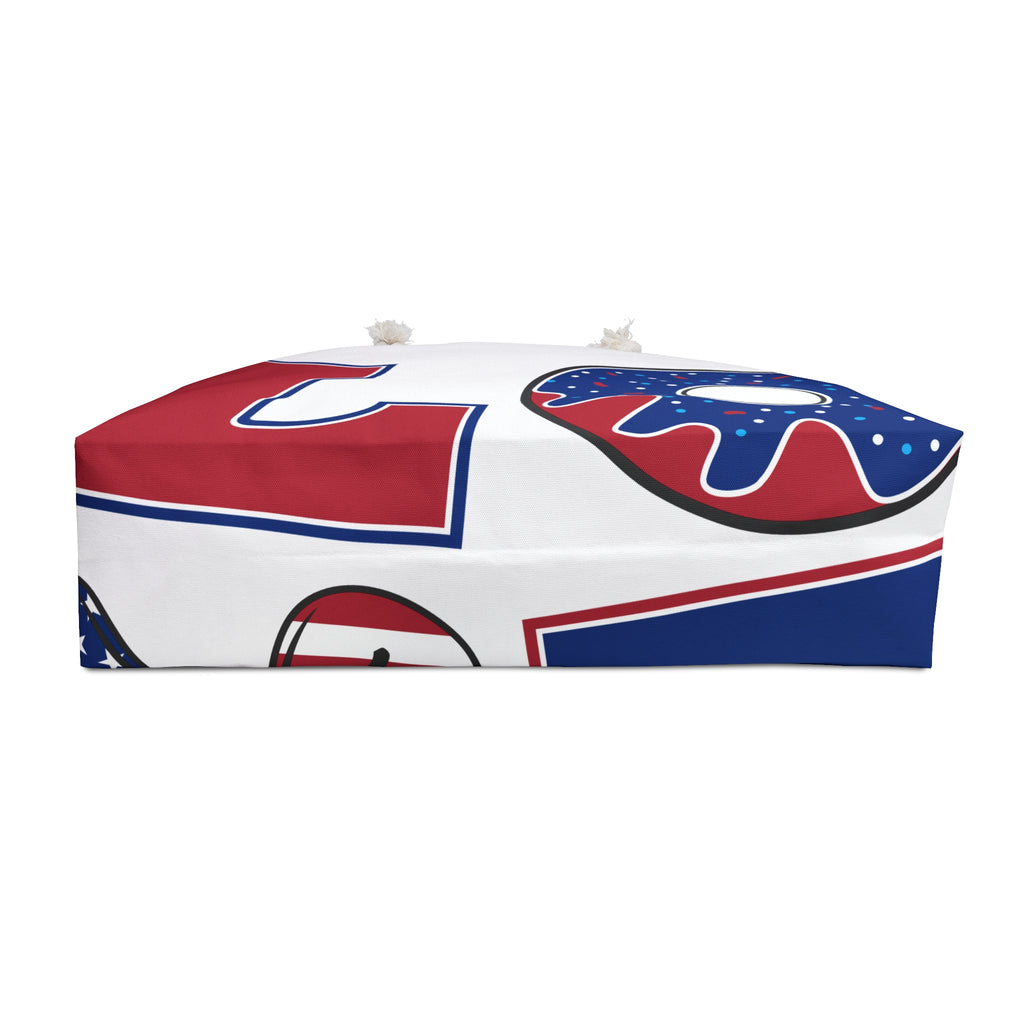 Patriotic LOVE with Donut & Flag Heels Weekender Bag | American Flag Travel Tote