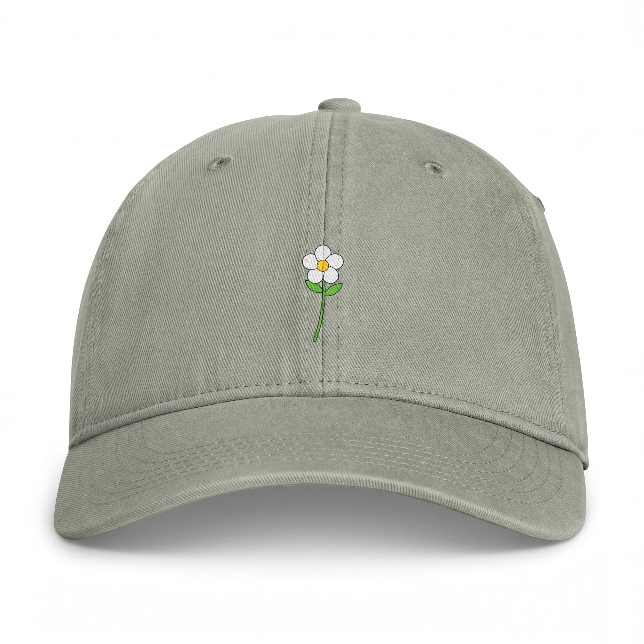 Washed Dad Hat with Petite White Flower Embroidery — Coastal Casual Cap