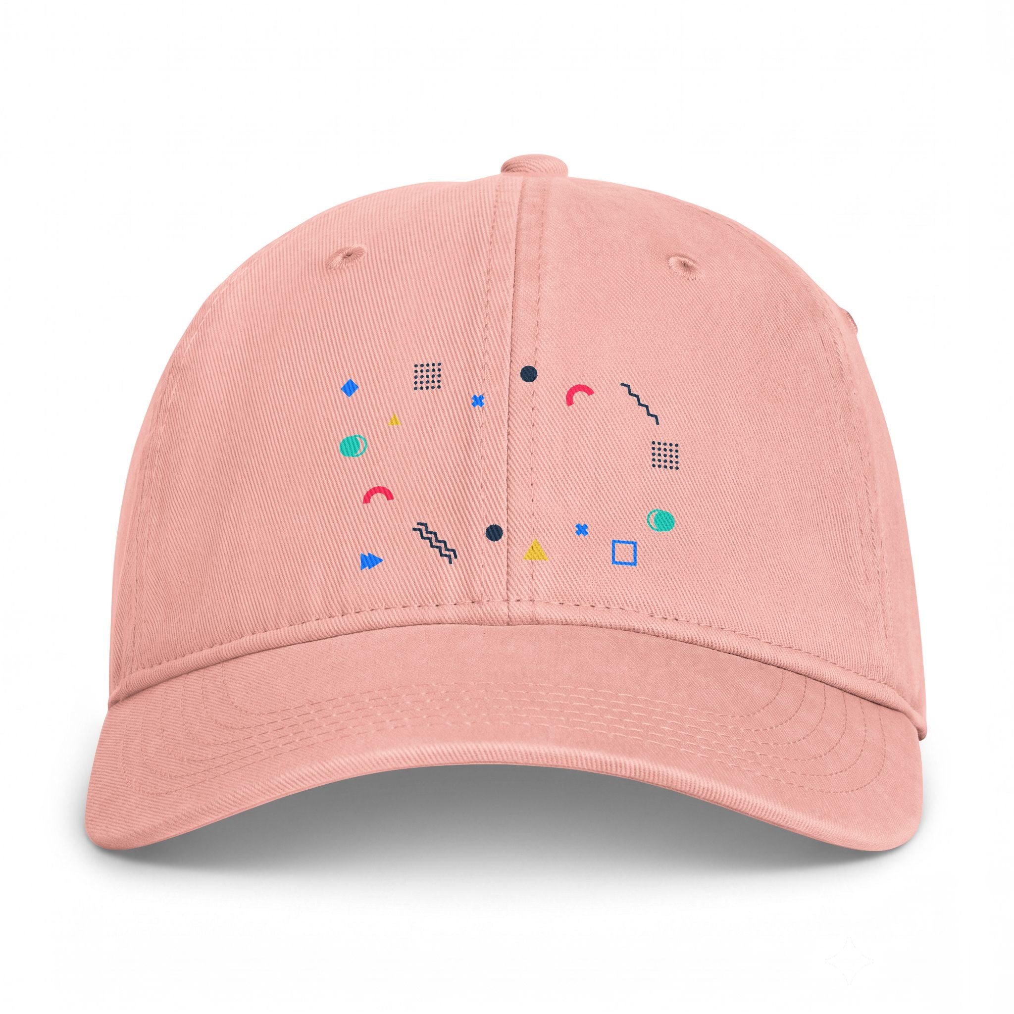 Coastal Geo Cap — Washed Dad Hat with Colorful Nautical Shapes