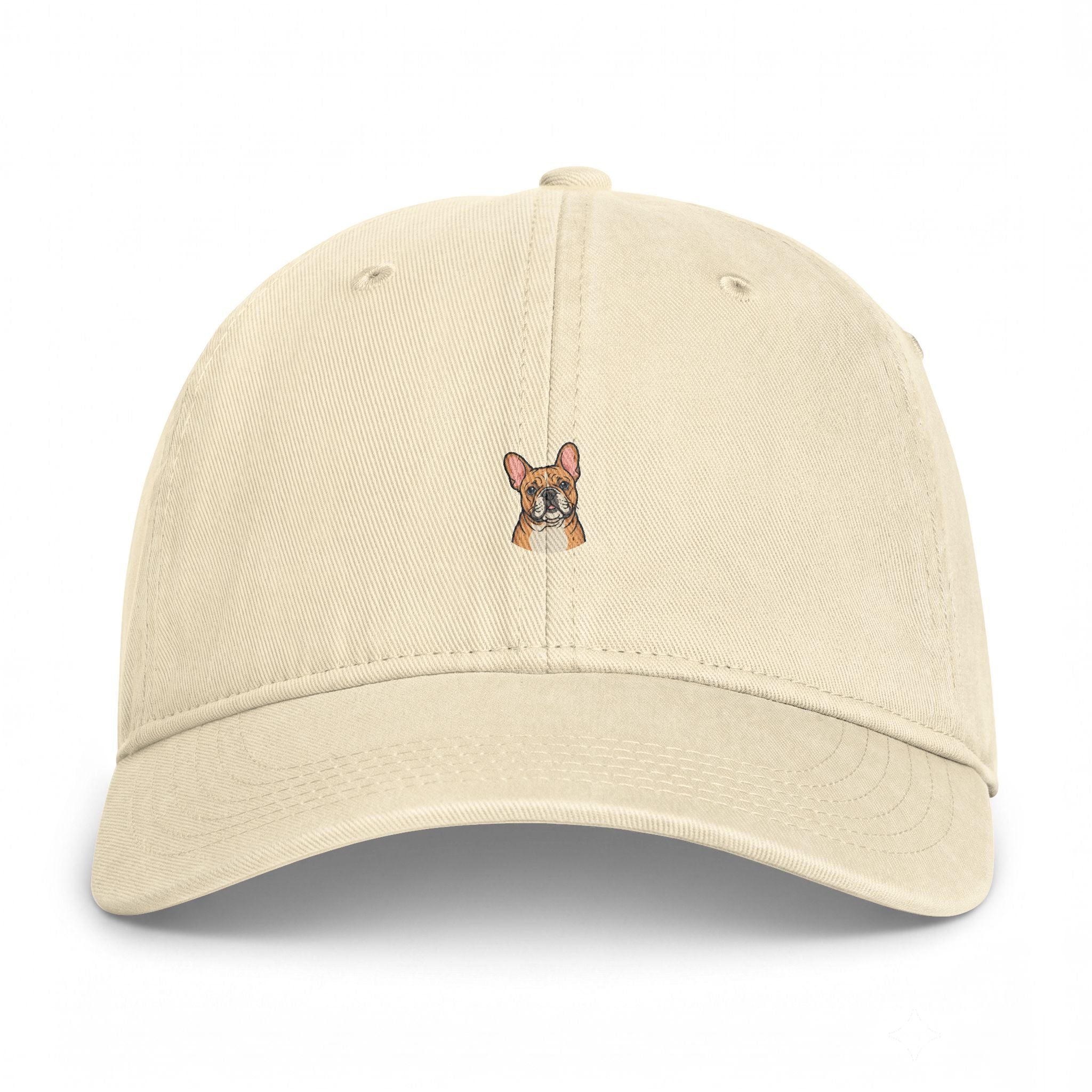 Embroidered French Bulldog Dad Hat — Washed Coastal Cap