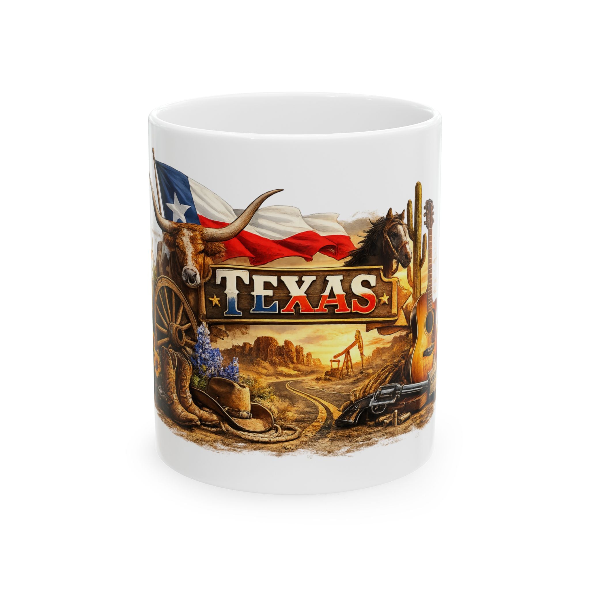 California Vintage Surf Woodie Mug | State Flag, Golden Gate, Beach Scene