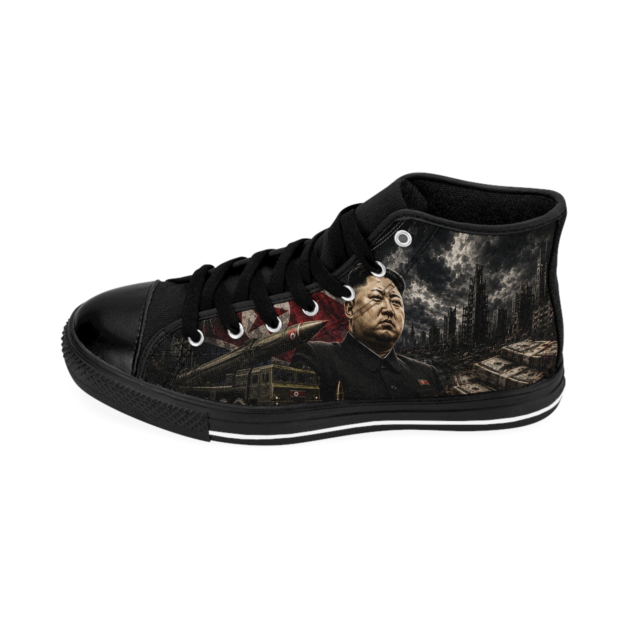 Authoritarian Leader Portrait Sneakers | Political Propaganda Design