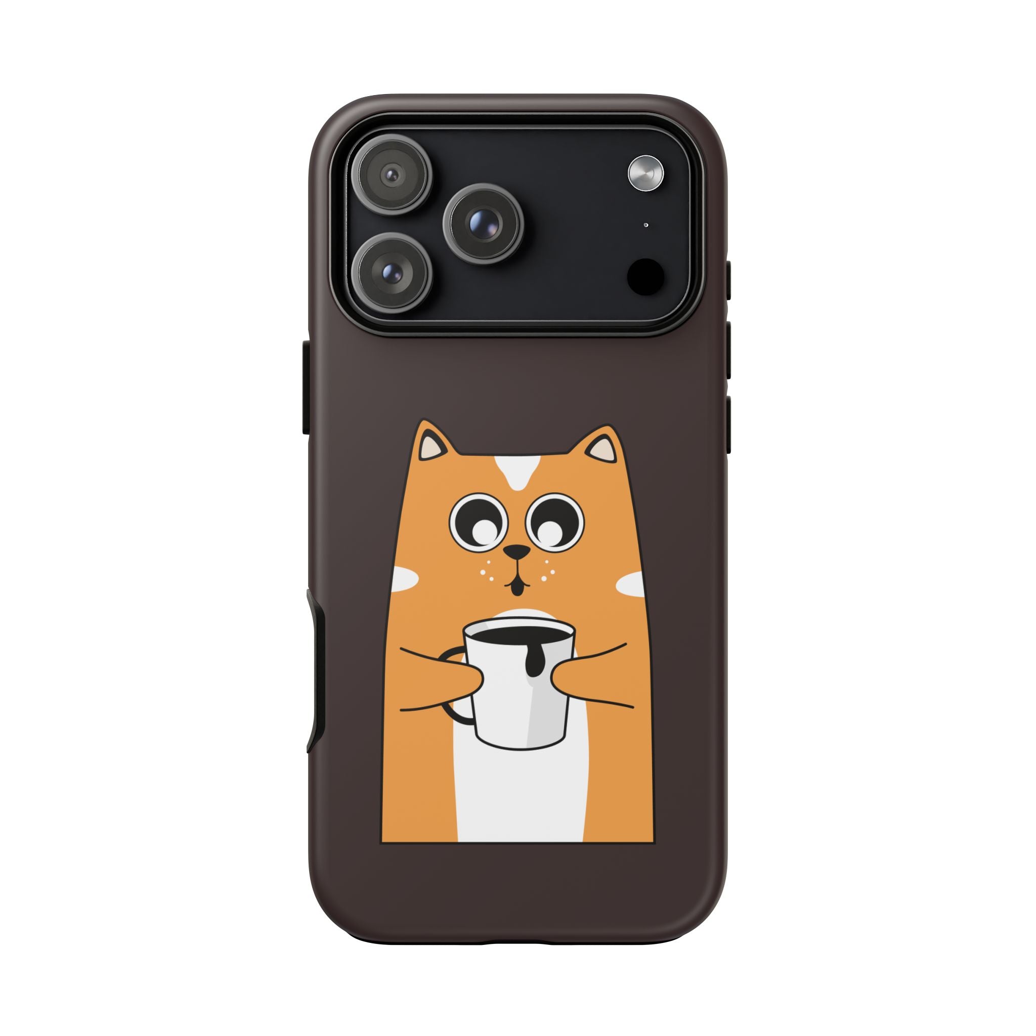 Phone Case — Cute Orange Cat Holding Coffee Illustration