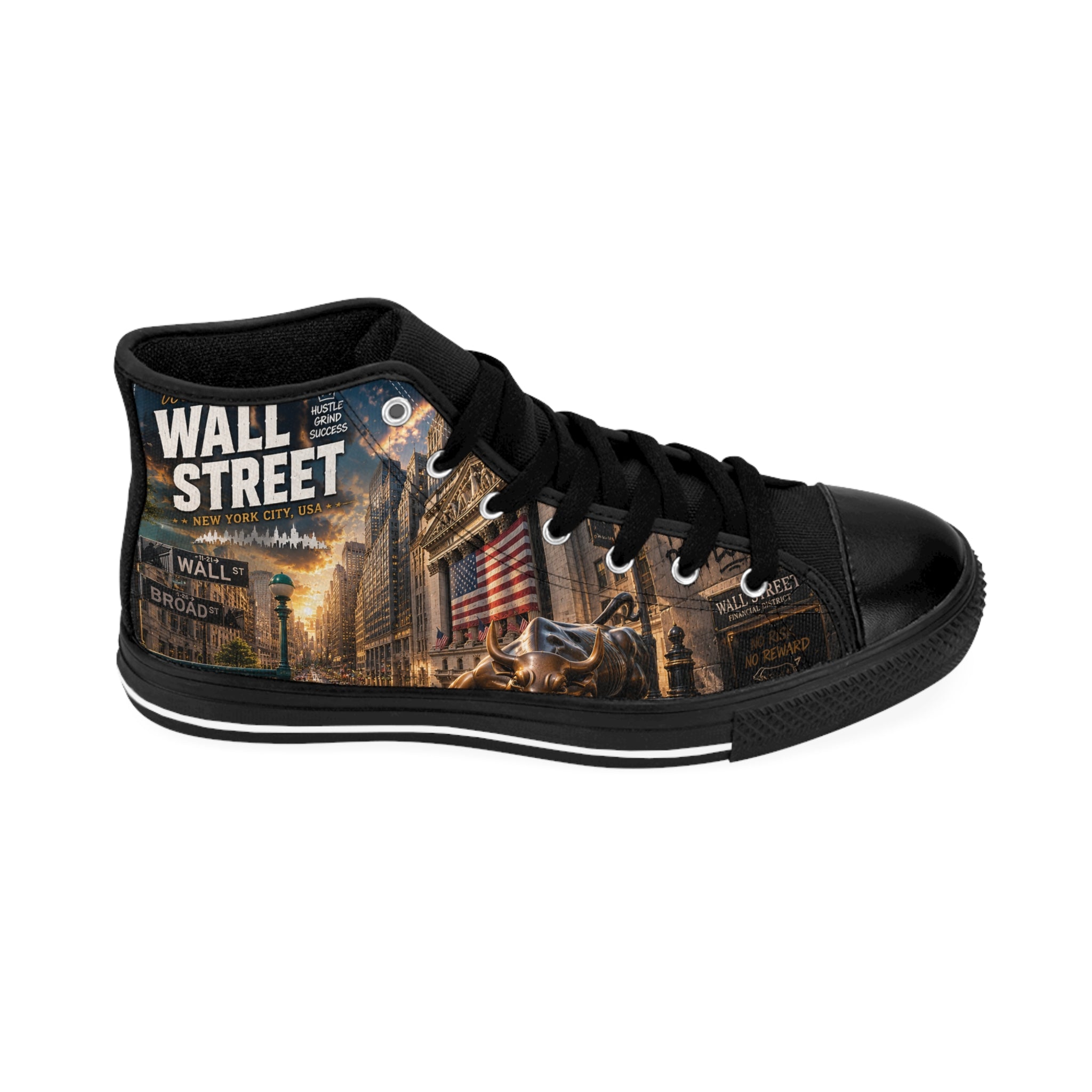 Wall Street Bull Illustration Sneakers | Financial District High Tops
