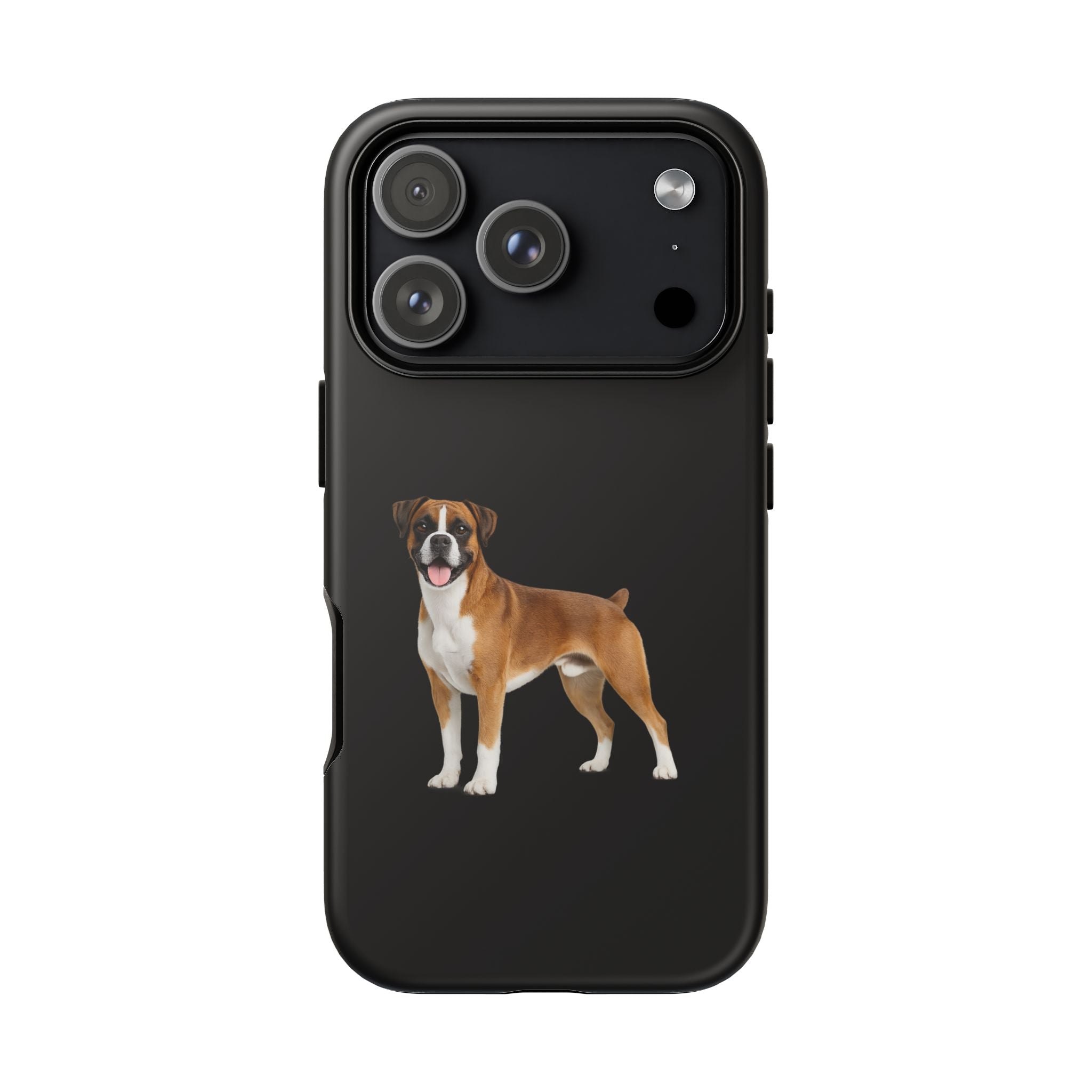 Boxer Dog Tough Phone Case – Protective Black Armor with Cute Boxer Design