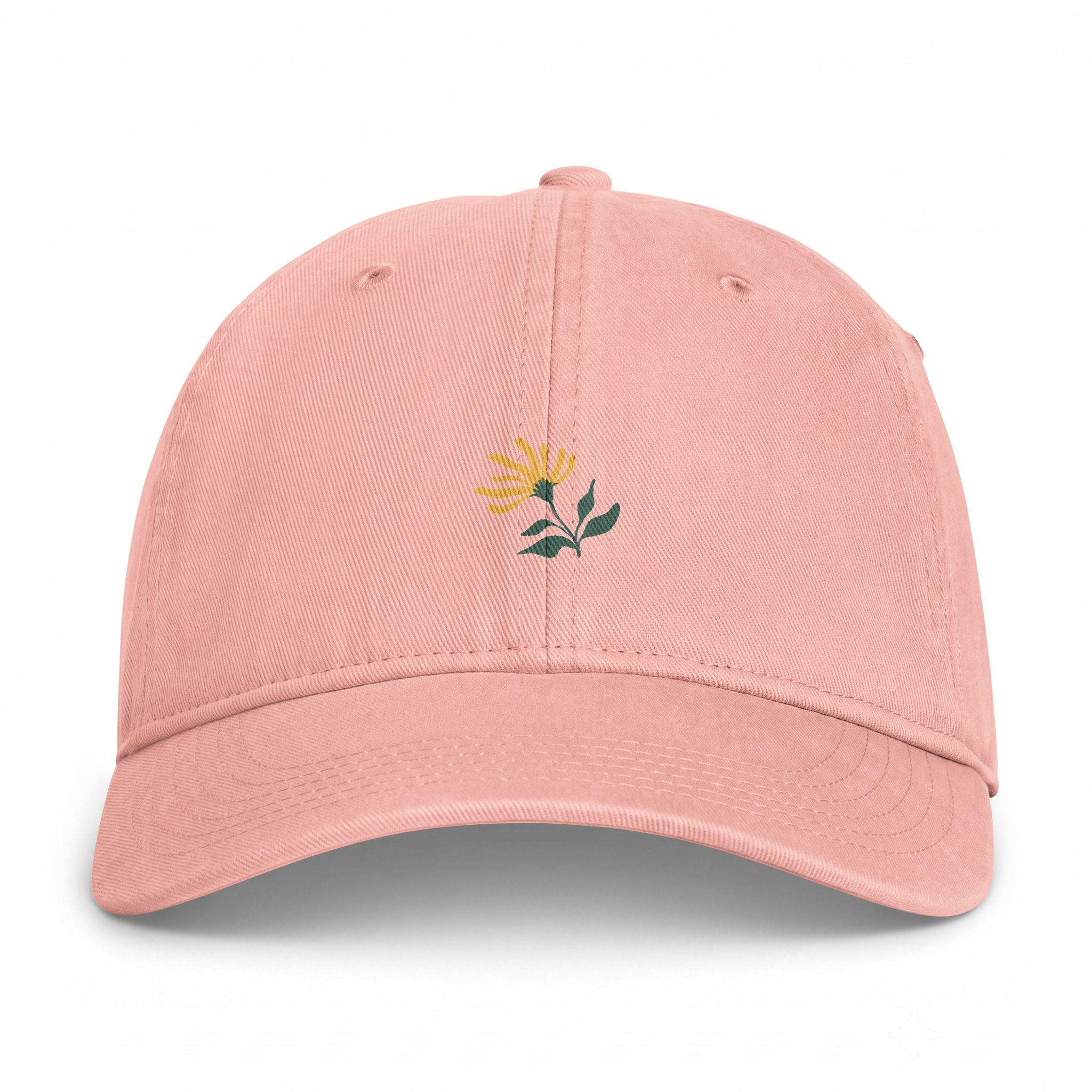 Embroidered Coastal Flower Cap — Washed Beach Dad Hat