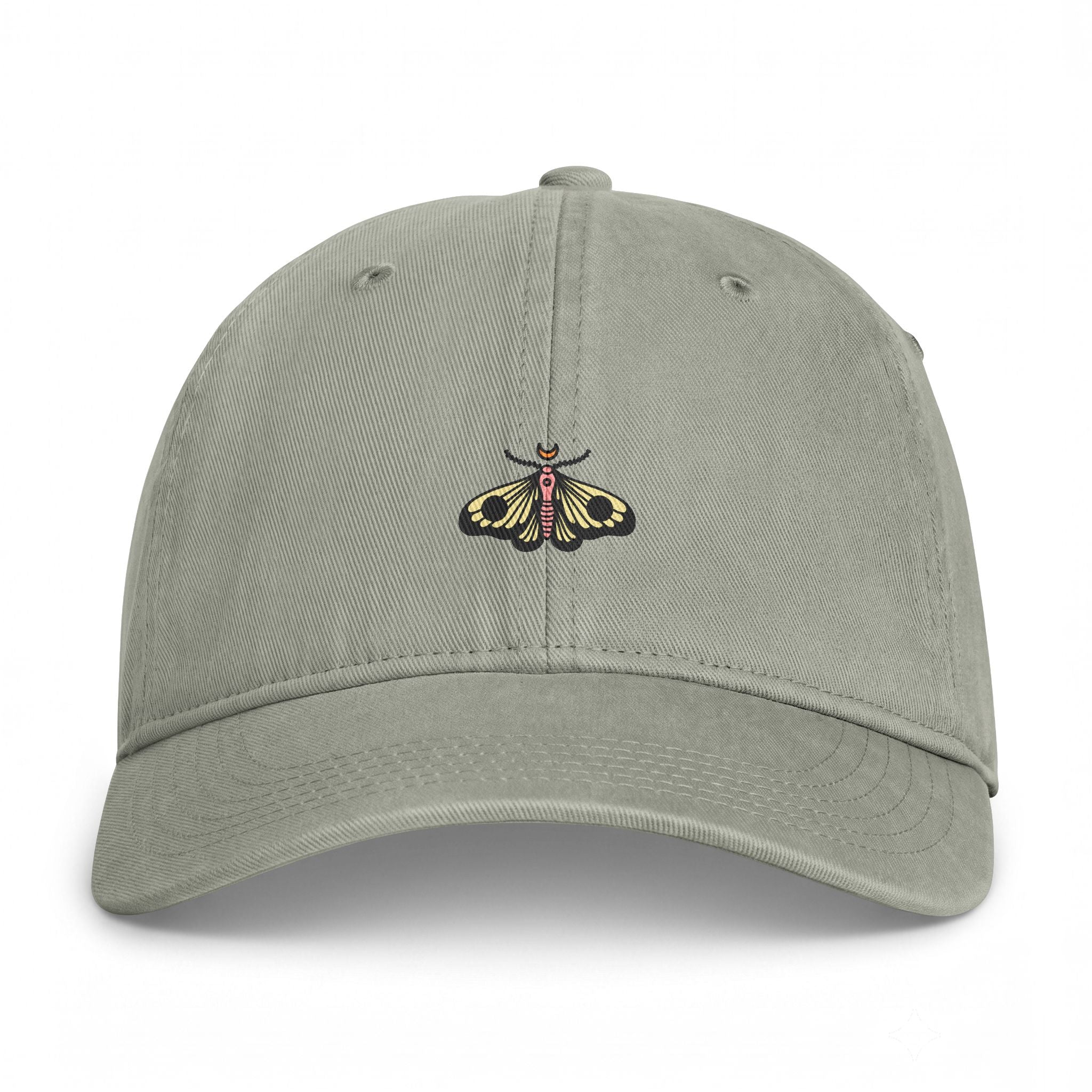 Embroidered Moth Baseball Cap — Coastal Washed Cotton Hat