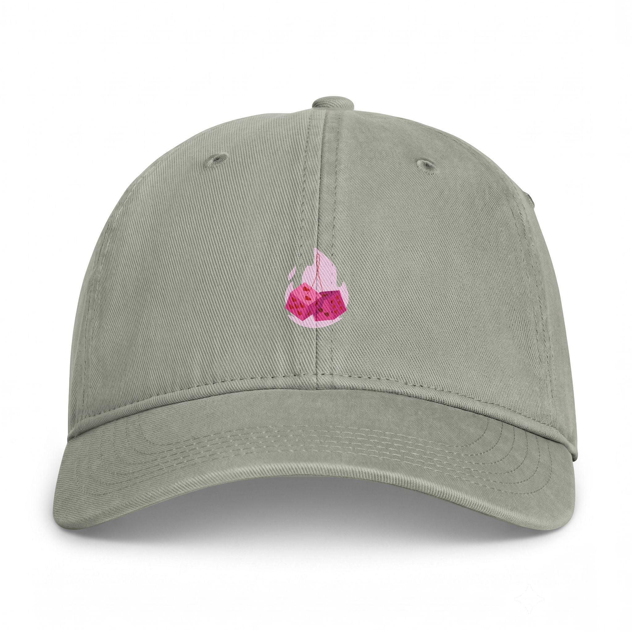 Washed Cotton Cap — Coastal Pink Shell Embroidered Hat
