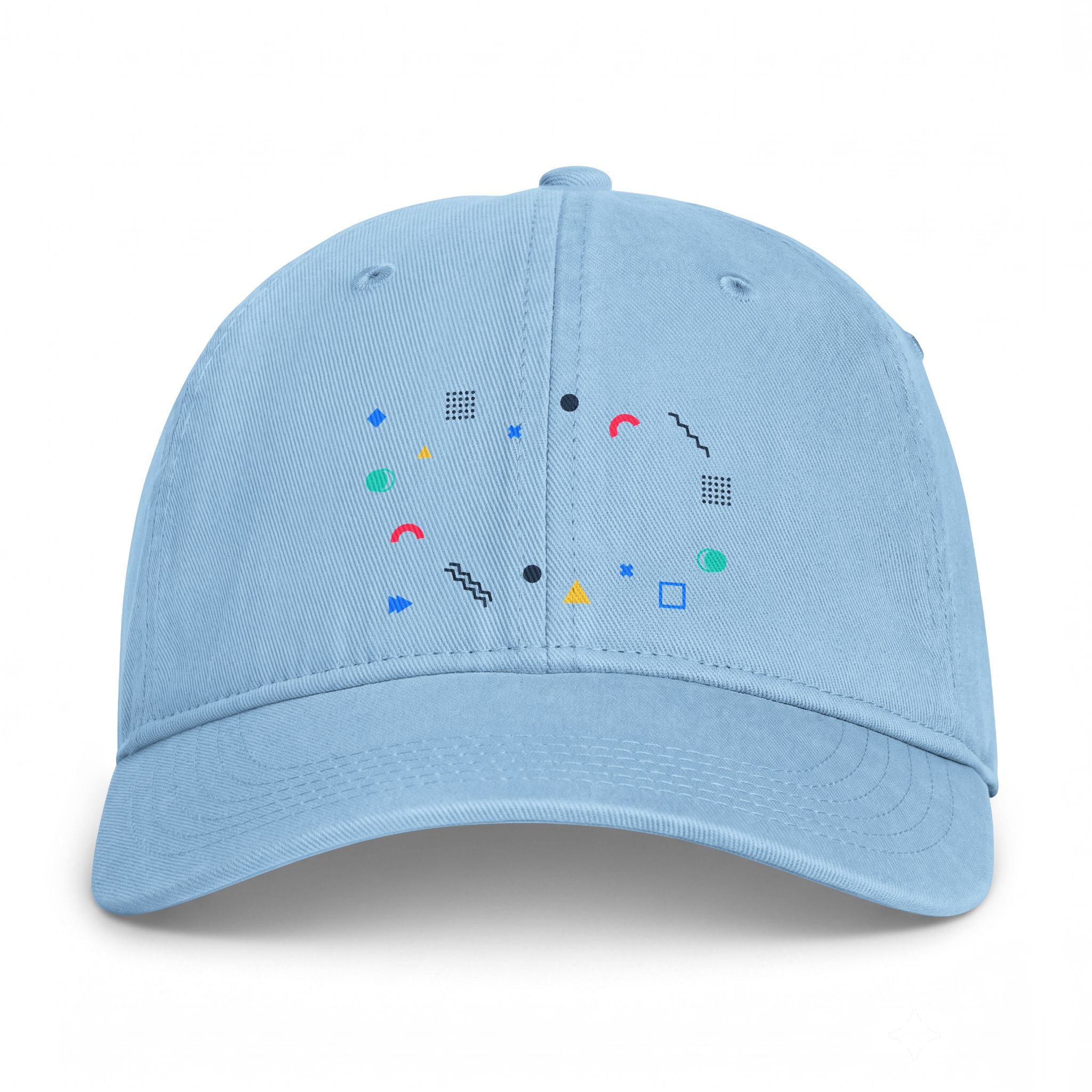 Coastal Geo Cap — Washed Dad Hat with Colorful Nautical Shapes