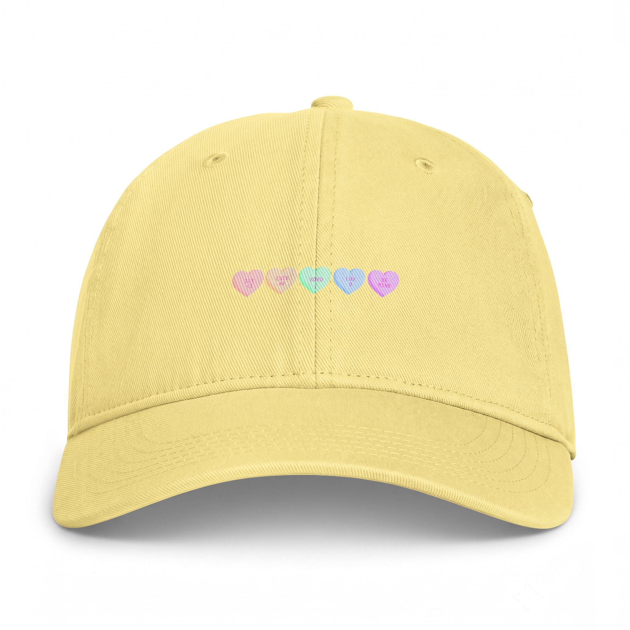 Washed Cotton Cap — Pastel Coastal Heart Embroidery