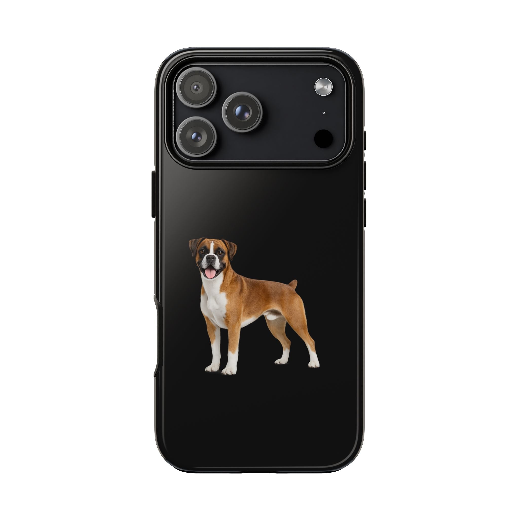 Boxer Dog Tough Phone Case – Protective Black Armor with Cute Boxer Design